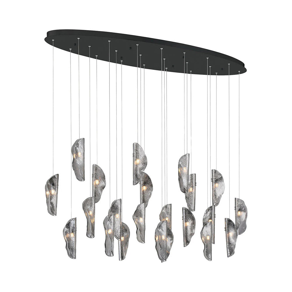 Sorrento Oval Chandelier in Matte Black/Smoke (22-Light).