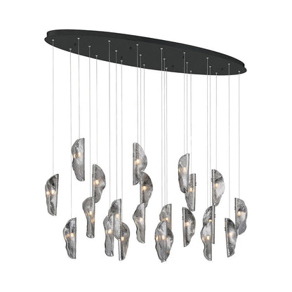 Sorrento Oval Chandelier in Matte Black/Smoke (22-Light).