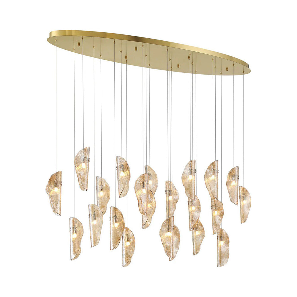 Sorrento Oval Chandelier in Plated Brushed Gold/Amber (22-Light).