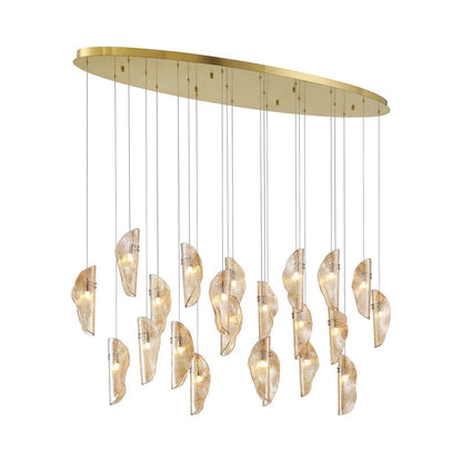 Sorrento Oval Chandelier in Plated Brushed Gold/Amber (22-Light).
