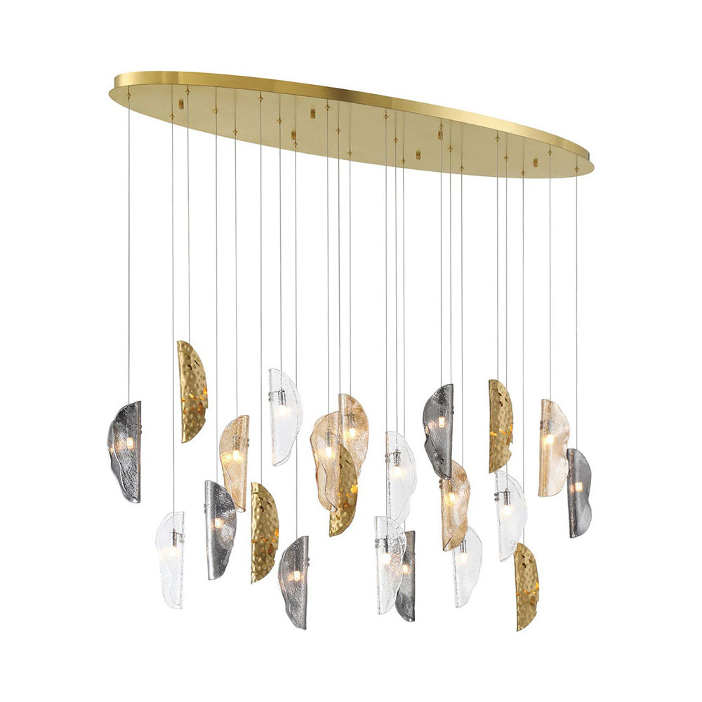 Sorrento Oval Chandelier in Plated Brushed Gold/Mixed with Copper Leaf (22-Light).