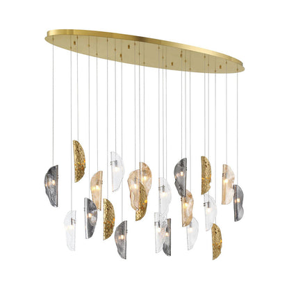 Sorrento Oval Chandelier in Plated Brushed Gold/Mixed with Copper Leaf (22-Light).