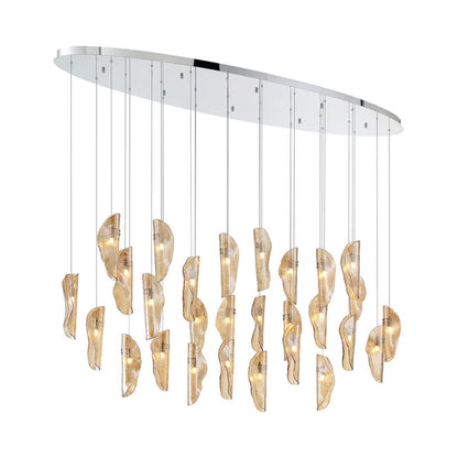 Sorrento Oval Chandelier in Chrome/Amber (28-Light).