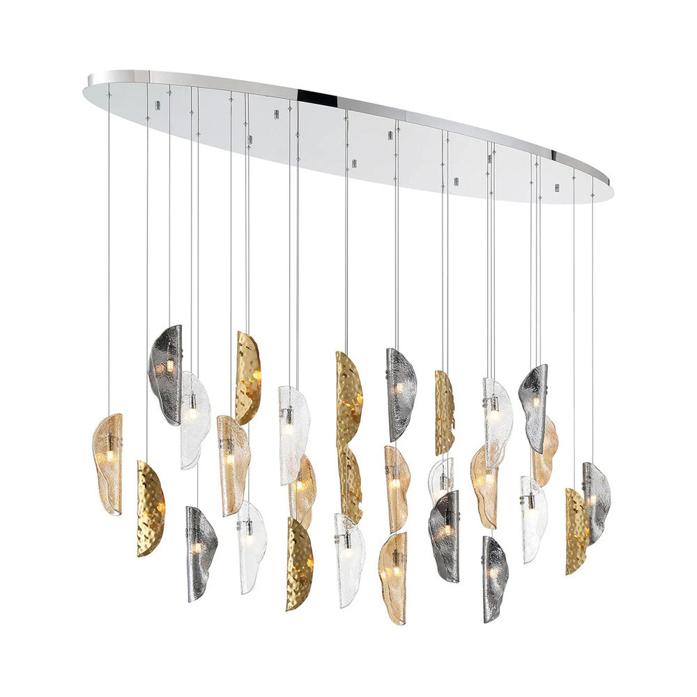 Sorrento Oval Chandelier in Chrome/Mixed with Copper Leaf (28-Light).