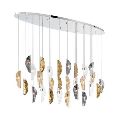 Sorrento Oval Chandelier in Chrome/Mixed with Copper Leaf (28-Light).