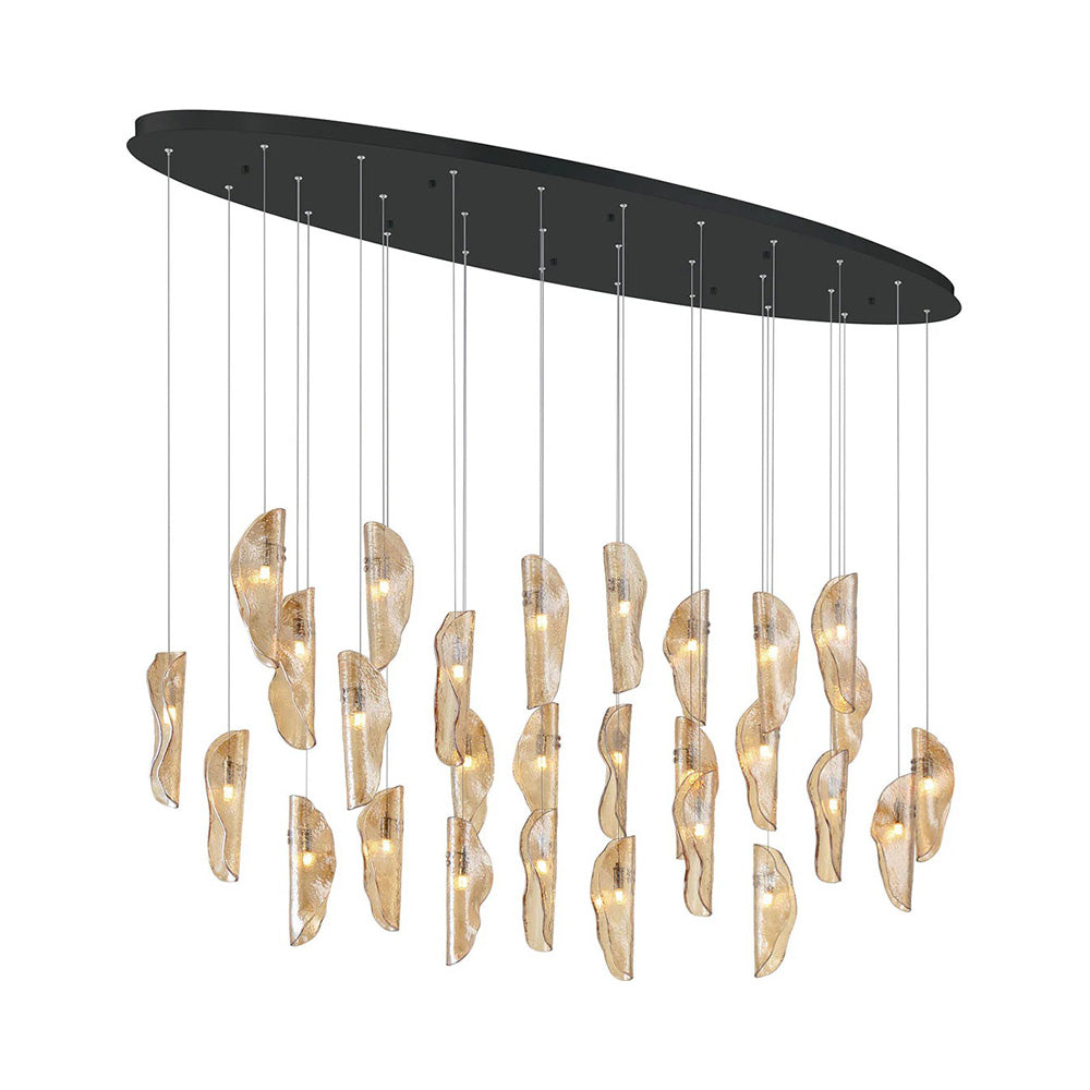 Sorrento Oval Chandelier in Matte Black/Amber (28-Light).