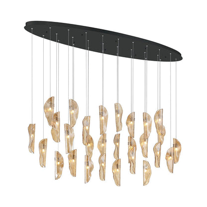 Sorrento Oval Chandelier in Matte Black/Amber (28-Light).