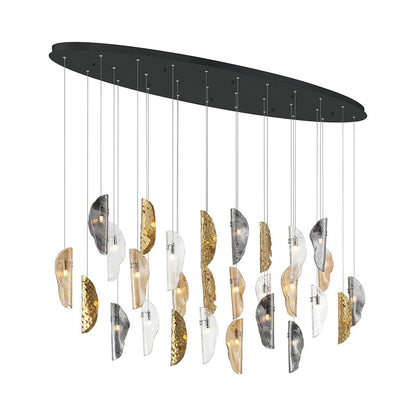 Sorrento Oval Chandelier in Matte Black/Mixed with Copper Leaf (28-Light).