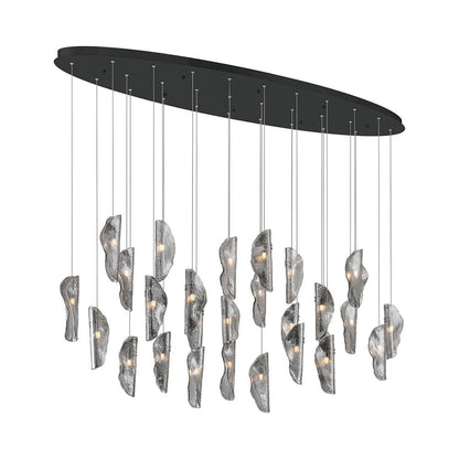Sorrento Oval Chandelier in Matte Black/Smoke (28-Light).
