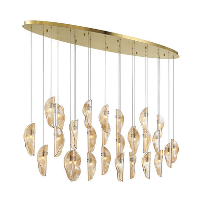 Sorrento Oval Chandelier in Plated Brushed Gold/Amber (28-Light).