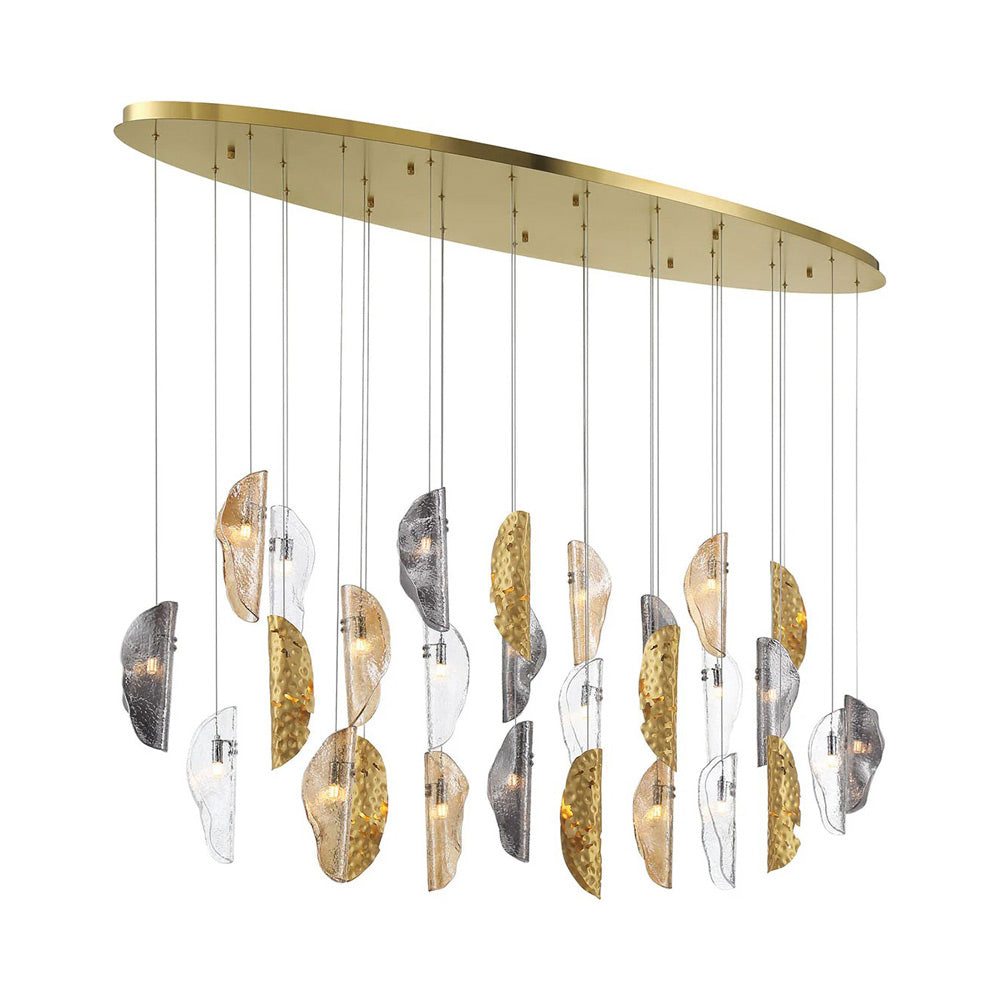 Sorrento Oval Chandelier in Plated Brushed Gold/Mixed with Copper Leaf (28-Light).