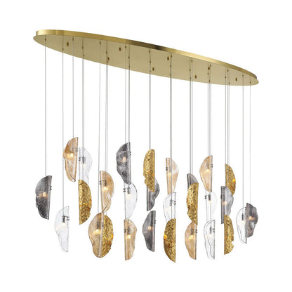 Sorrento Oval Chandelier in Plated Brushed Gold/Mixed with Copper Leaf (28-Light).
