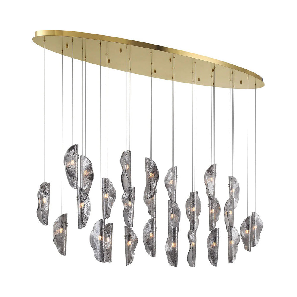 Sorrento Oval Chandelier in Plated Brushed Gold/Smoke (28-Light).