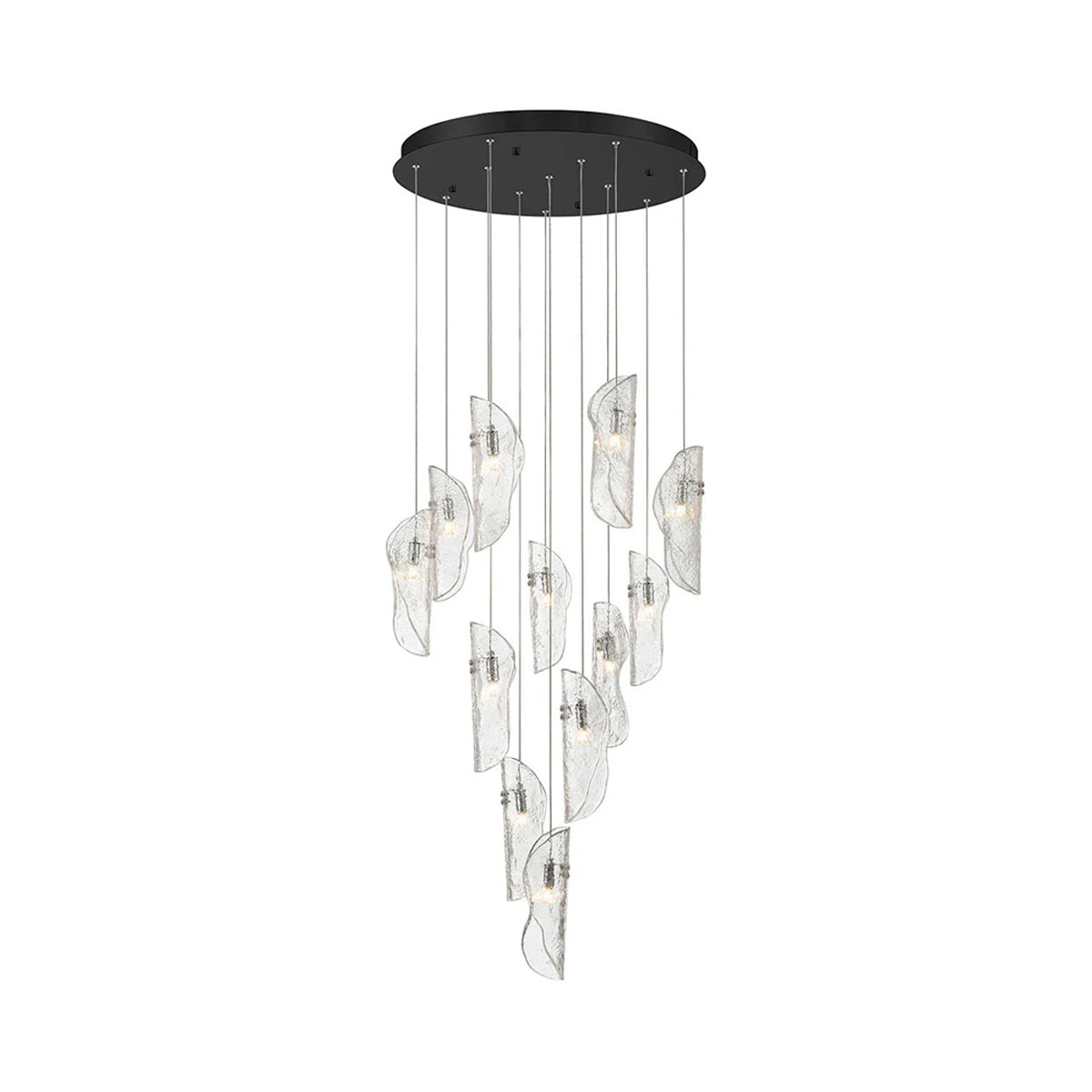 Sorrento Round Chandelier in Black/Clear (12-Light).