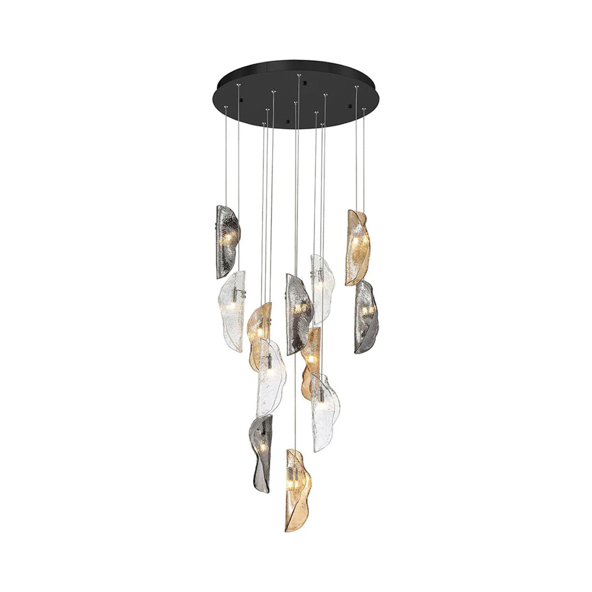 Sorrento Round Chandelier in Black/Mixed (12-Light).