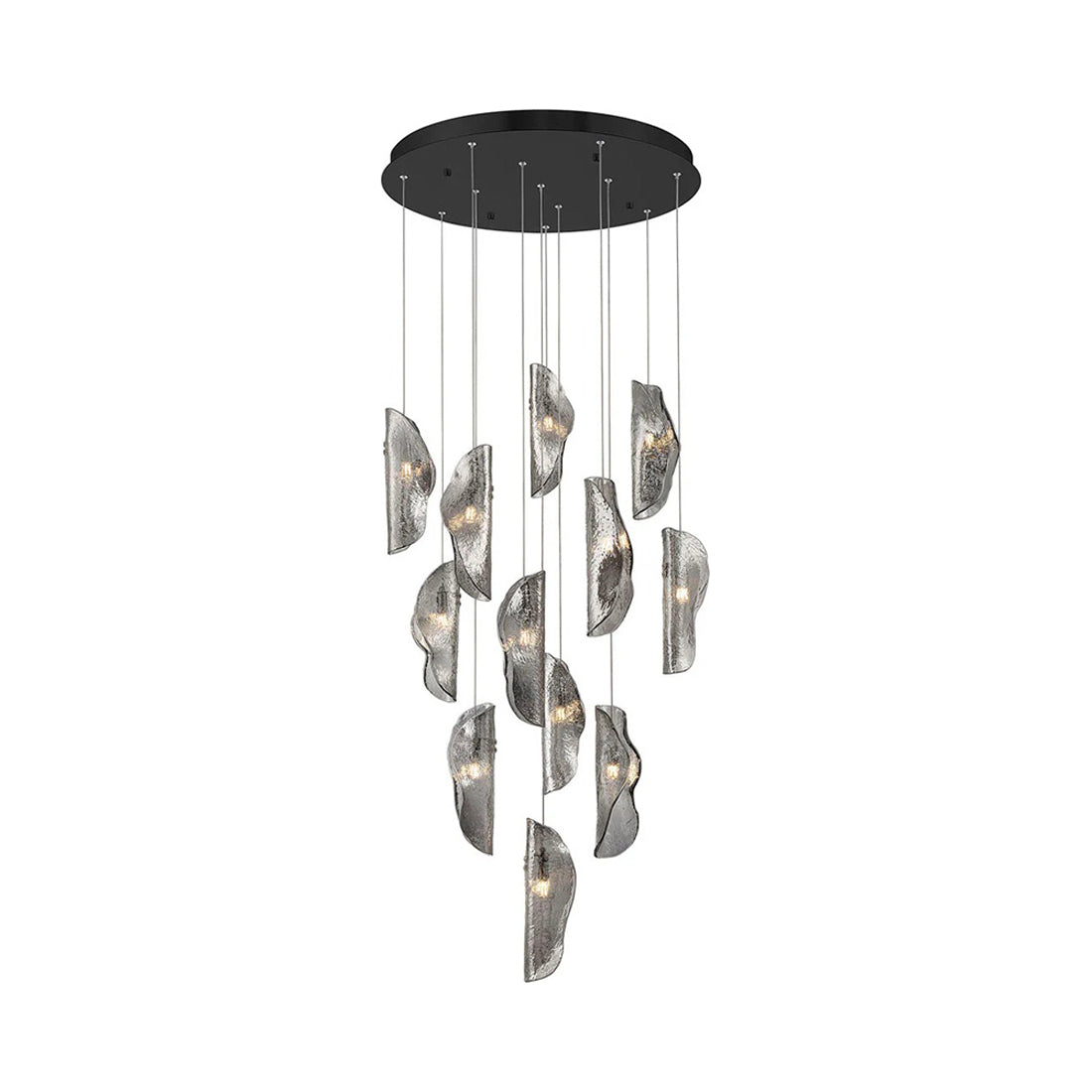 Sorrento Round Chandelier in Black/Smoke (12-Light).
