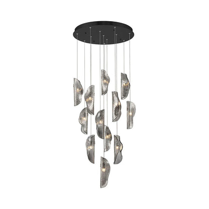 Sorrento Round Chandelier in Black/Smoke (12-Light).