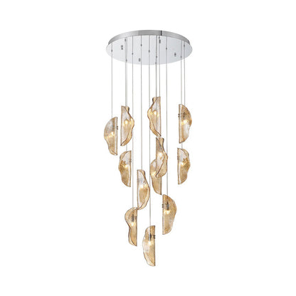 Sorrento Round Chandelier in Chrome/Amber (12-Light).