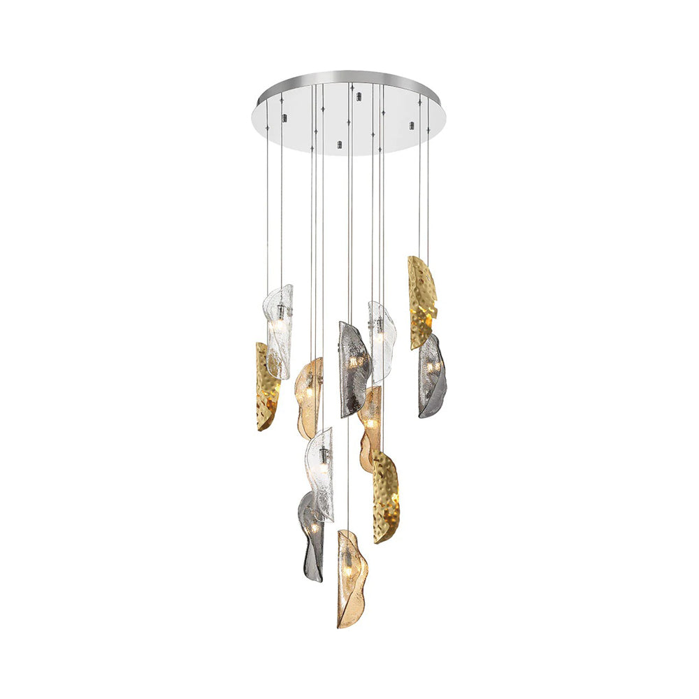 Sorrento Round Chandelier in Chrome/Mixed with Copper Leaf (12-Light).