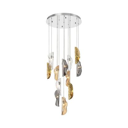 Sorrento Round Chandelier in Chrome/Mixed with Copper Leaf (12-Light).