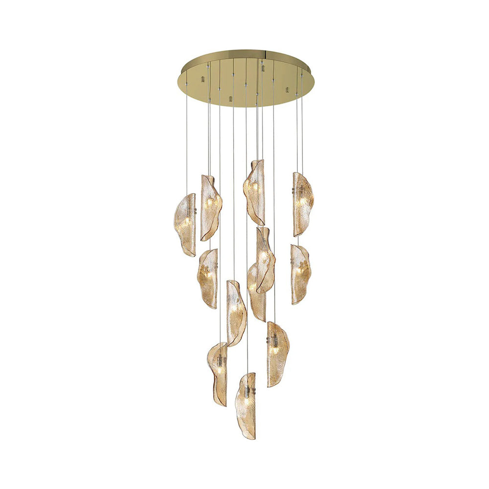 Sorrento Round Chandelier in Gold/Amber (12-Light).