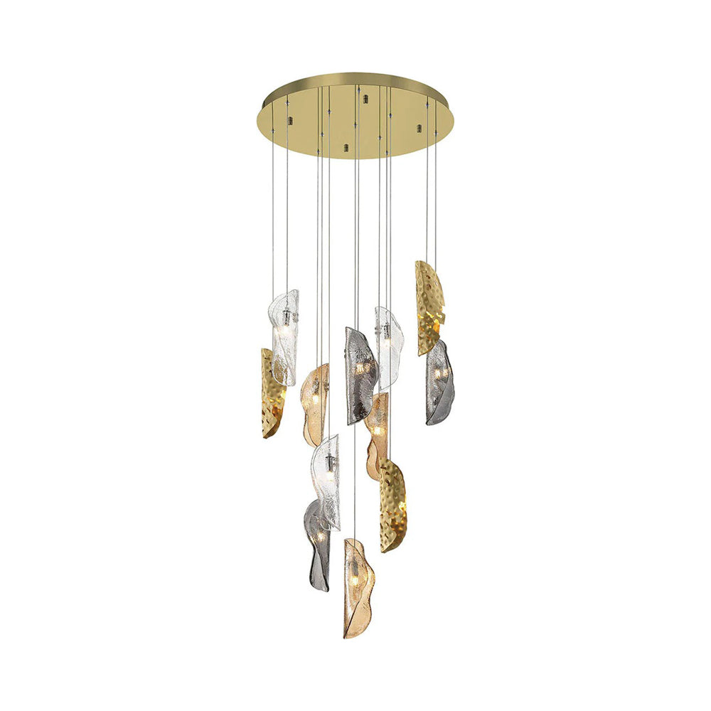 Sorrento Round Chandelier in Gold/Mixed with Copper Leaf (12-Light).