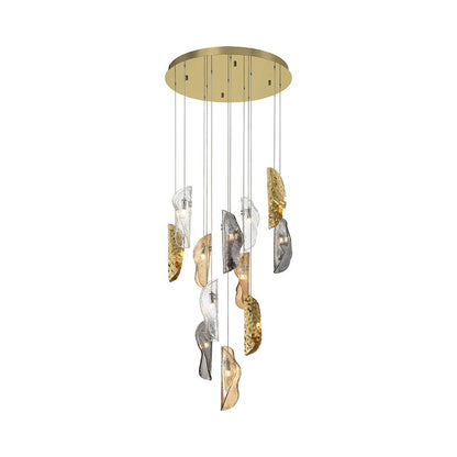 Sorrento Round Chandelier in Gold/Mixed with Copper Leaf (12-Light).