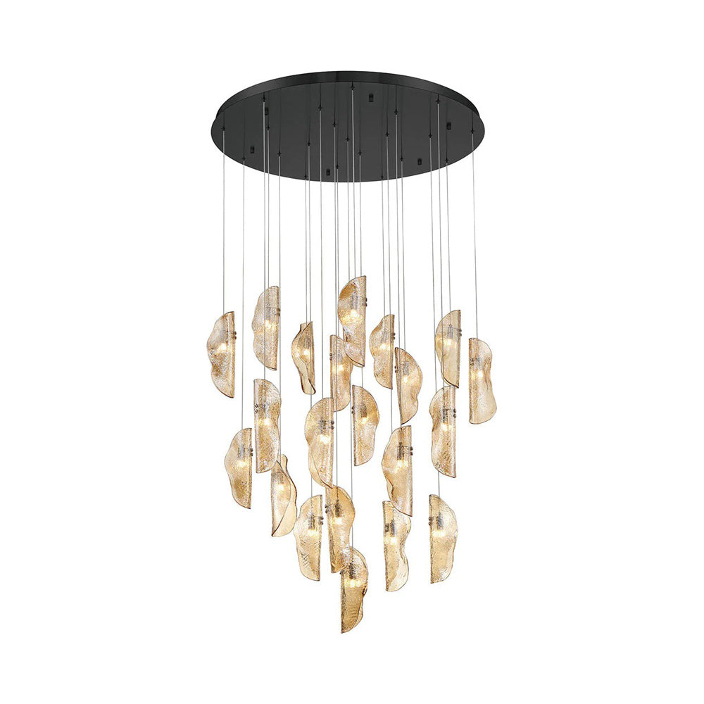 Sorrento Round Chandelier in Black/Amber (21-Light).
