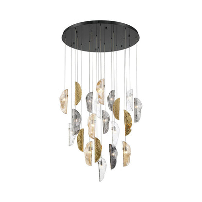 Sorrento Round Chandelier in Black/Mixed with Copper Leaf (21-Light).