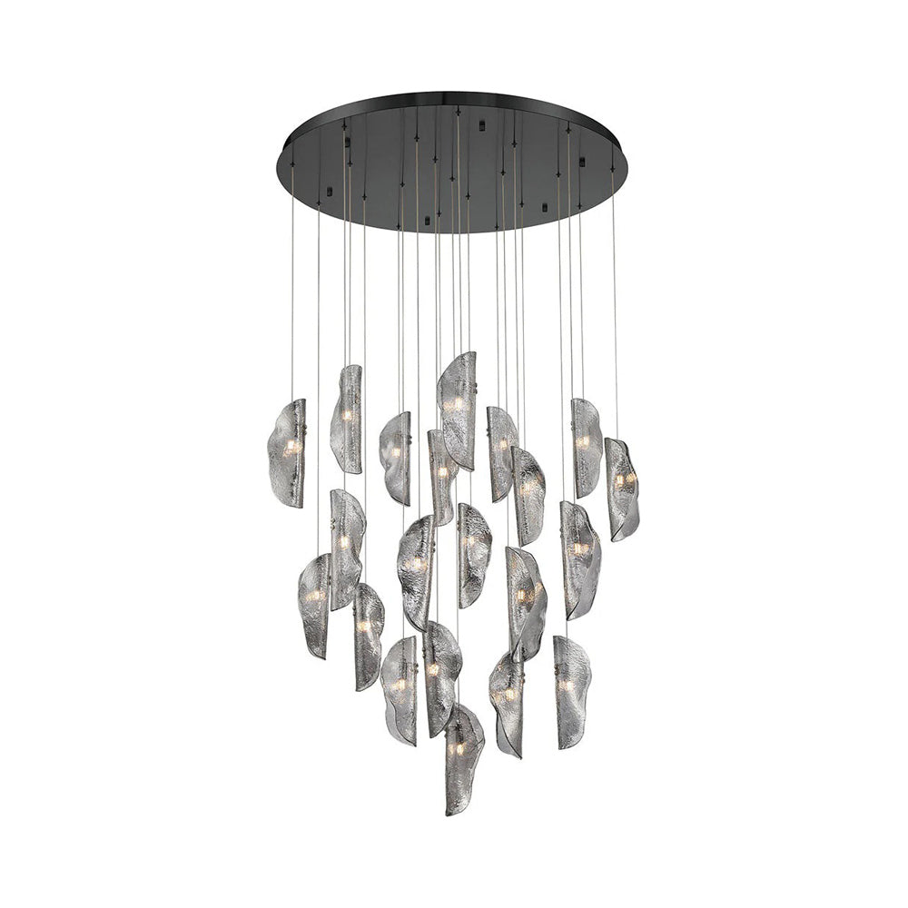 Sorrento Round Chandelier in Black/Smoke (21-Light).