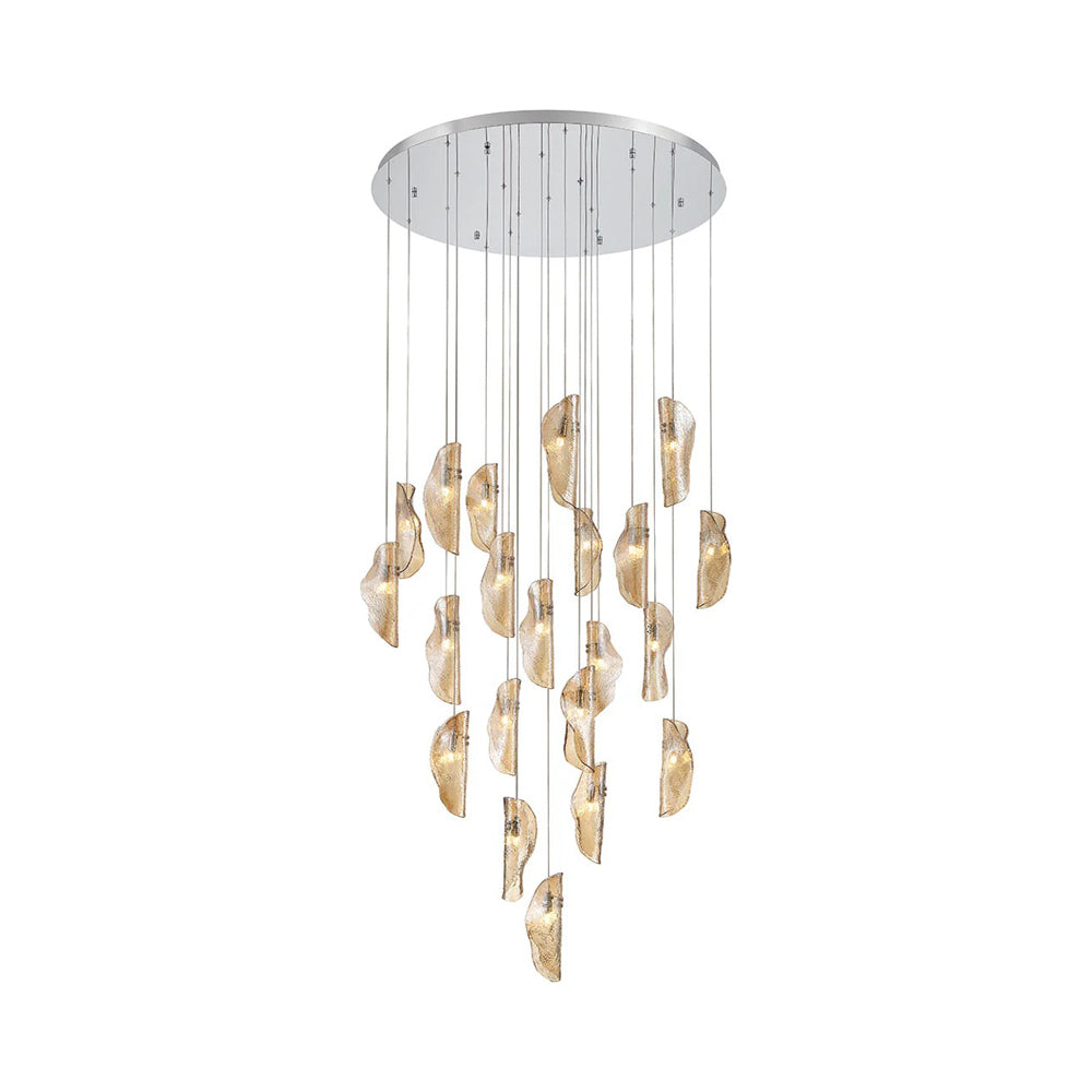 Sorrento Round Chandelier in Chrome/Amber (21-Light).