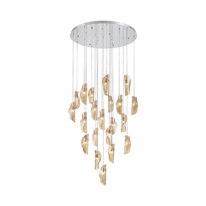 Sorrento Round Chandelier in Chrome/Amber (21-Light).