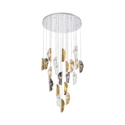 Sorrento Round Chandelier in Chrome/Mixed with Copper Leaf (21-Light).