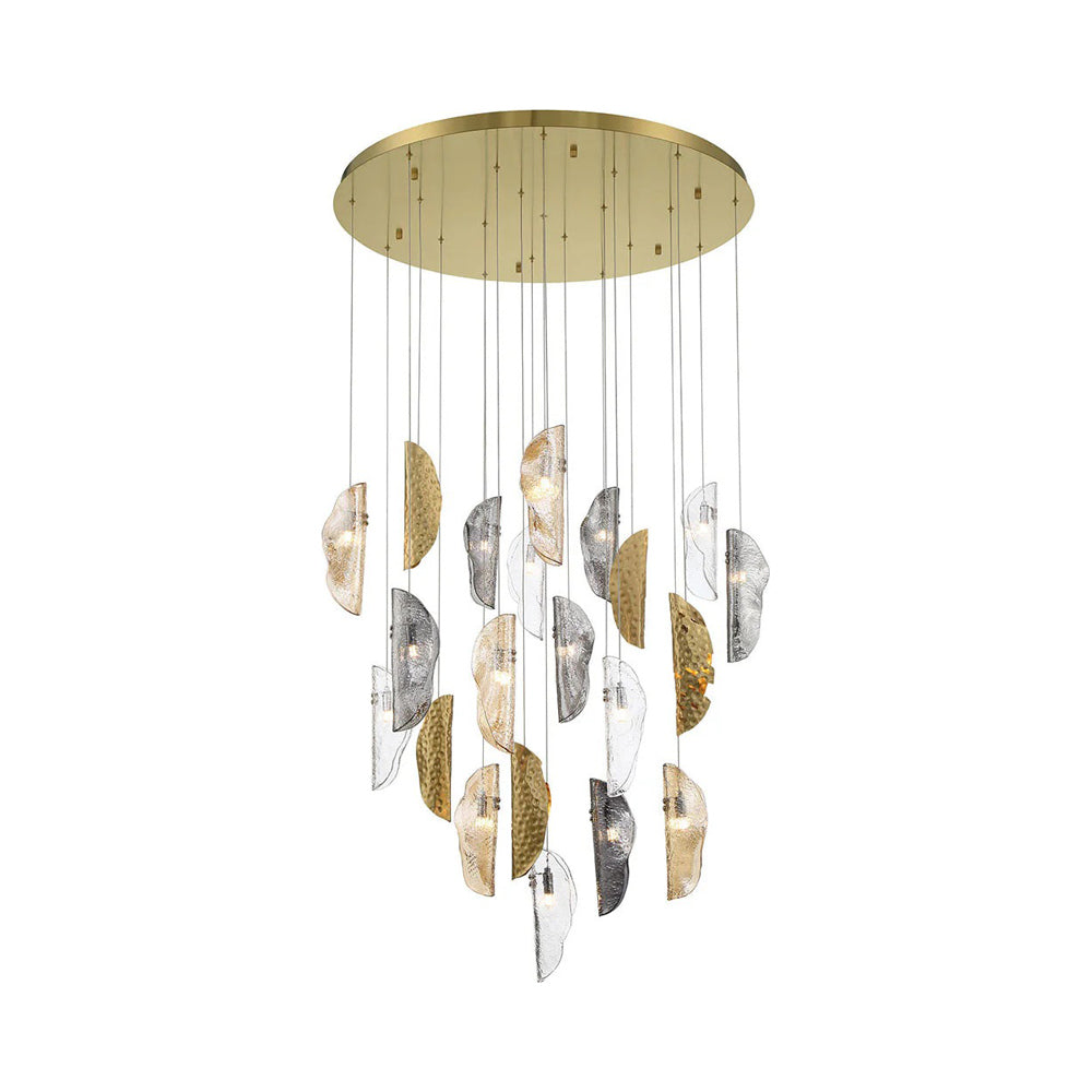 Sorrento Round Chandelier in Gold/Mixed with Copper Leaf (21-Light).