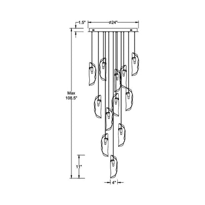 Sorrento Round Chandelier - line drawing.