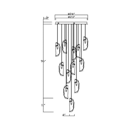Sorrento Round Chandelier - line drawing.