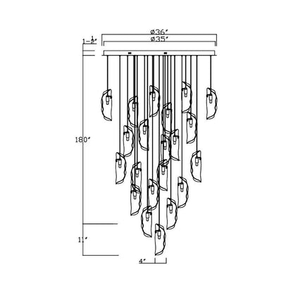 Sorrento Round Chandelier - line drawing.