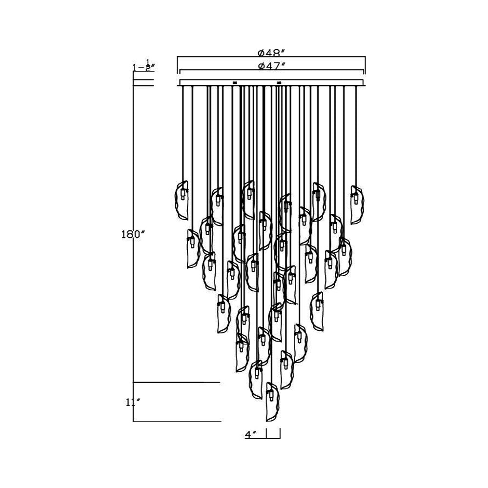 Sorrento Round Chandelier - line drawing.