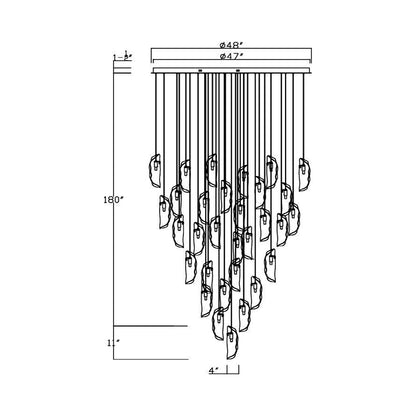 Sorrento Round Chandelier - line drawing.