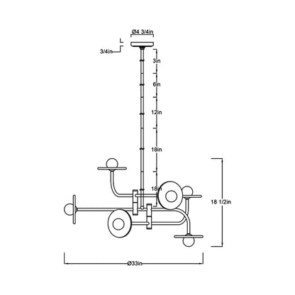 Teramo Chandelier - line drawing.