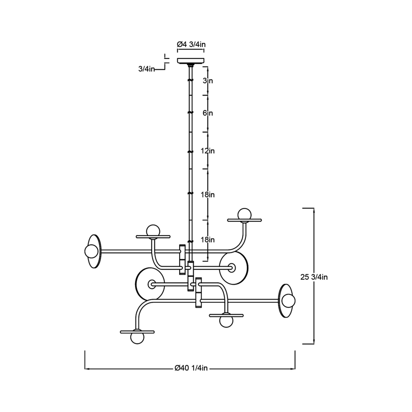 Teramo Chandelier - line drawing.