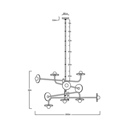 Teramo Chandelier - line drawing.