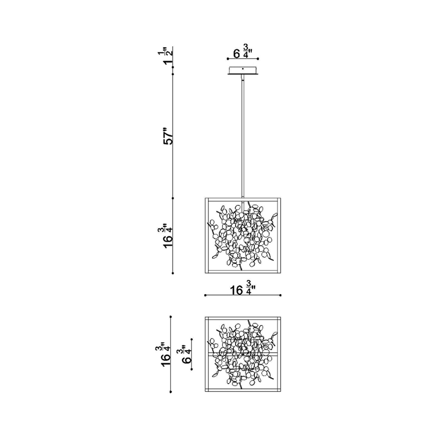 Terlizzi LED Chandelier - line drawing.