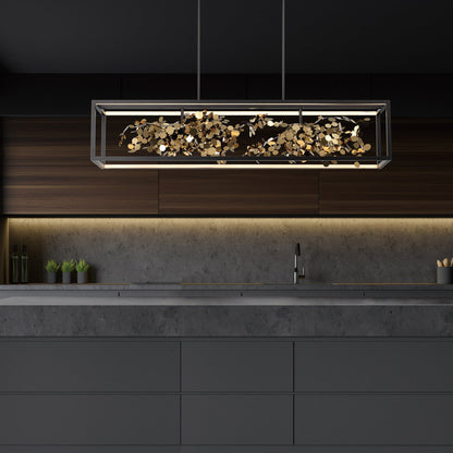 Terlizzi Linear LED Chandelier in kitchen.