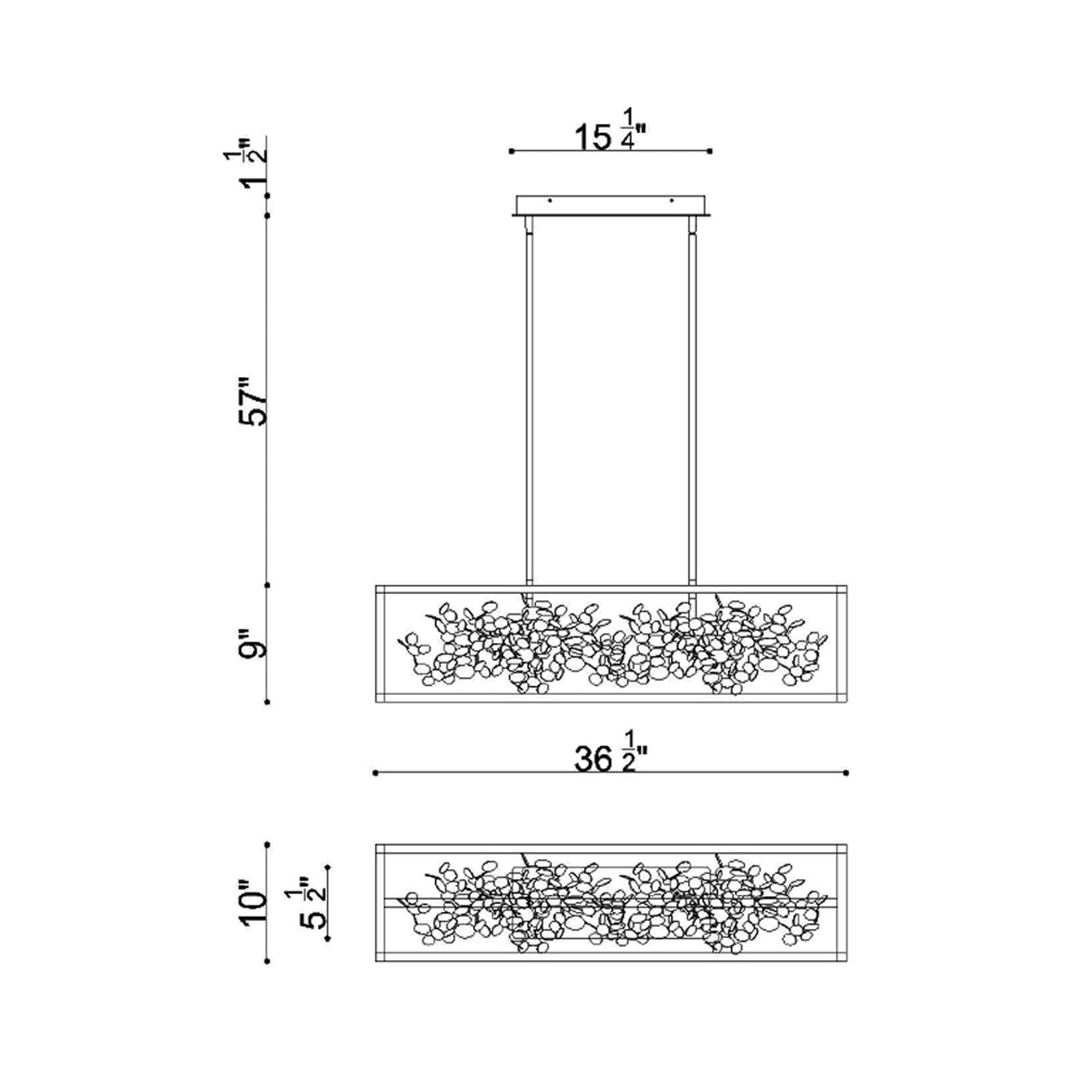 Terlizzi Linear LED Chandelier - line drawing.
