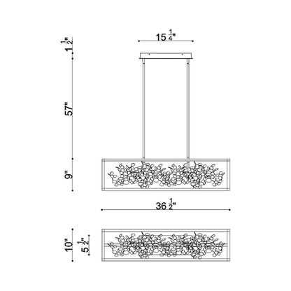 Terlizzi Linear LED Chandelier - line drawing.