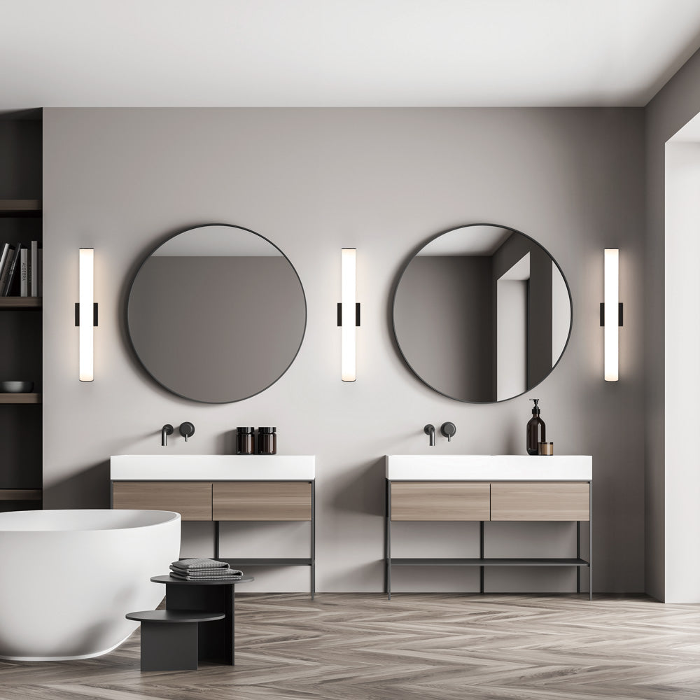 Trani LED Bath Vanity Light in bathroom.