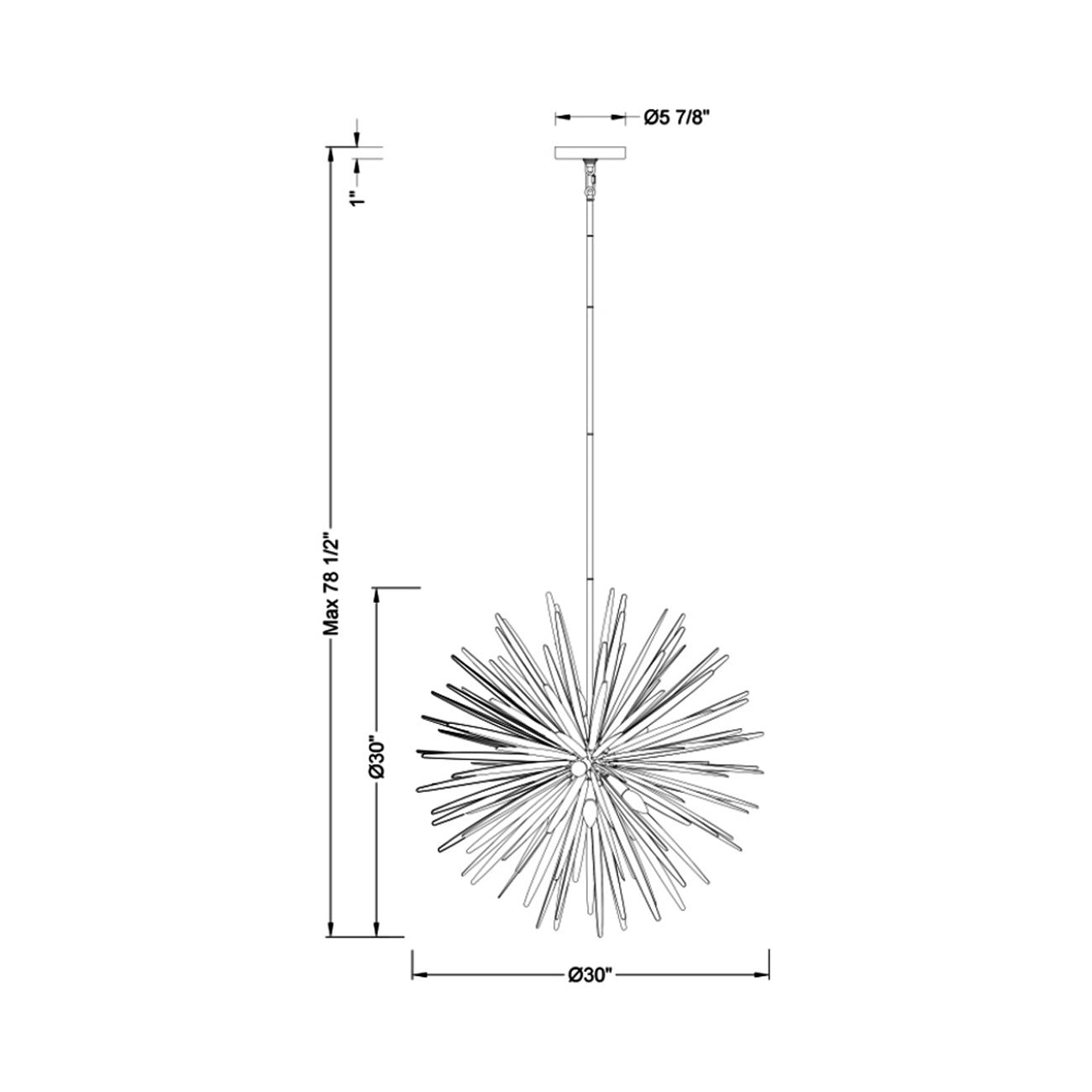 Trapani Chandelier - line drawing.