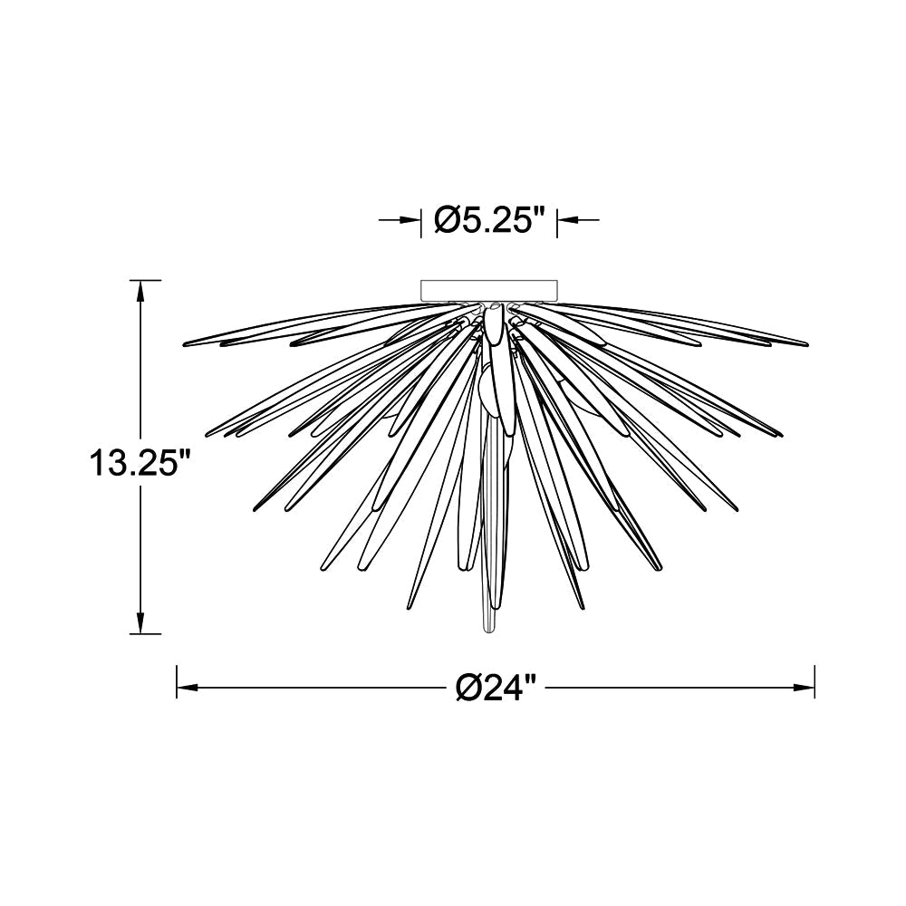 Trapani Flush Mount Ceiling Light - line drawing.