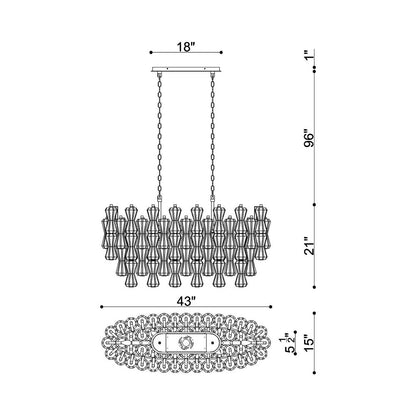 Veneto Oval Chandelier - line drawing.